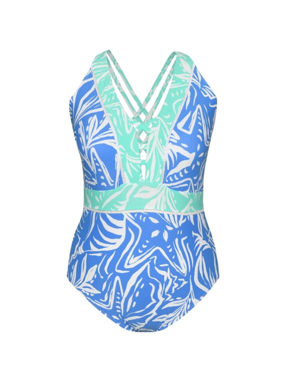 🆕LA BLANCA Beachside Bay Cross Back One Piece Tummy Control Swimsuit Blue 4 - Picture 3 of 7